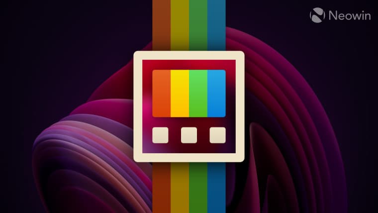 A custom PowerToys logo with a frosted glass background and rainbow stripes