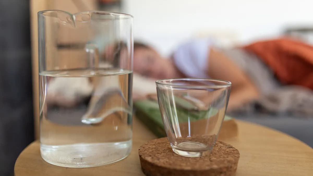 Ποτήρι νερό σε ένα κομοδίνο