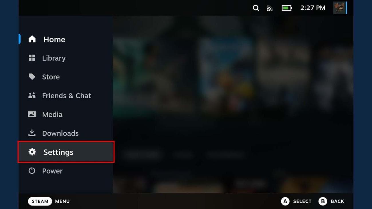 Καρτέλα Steam Deck Settings.
