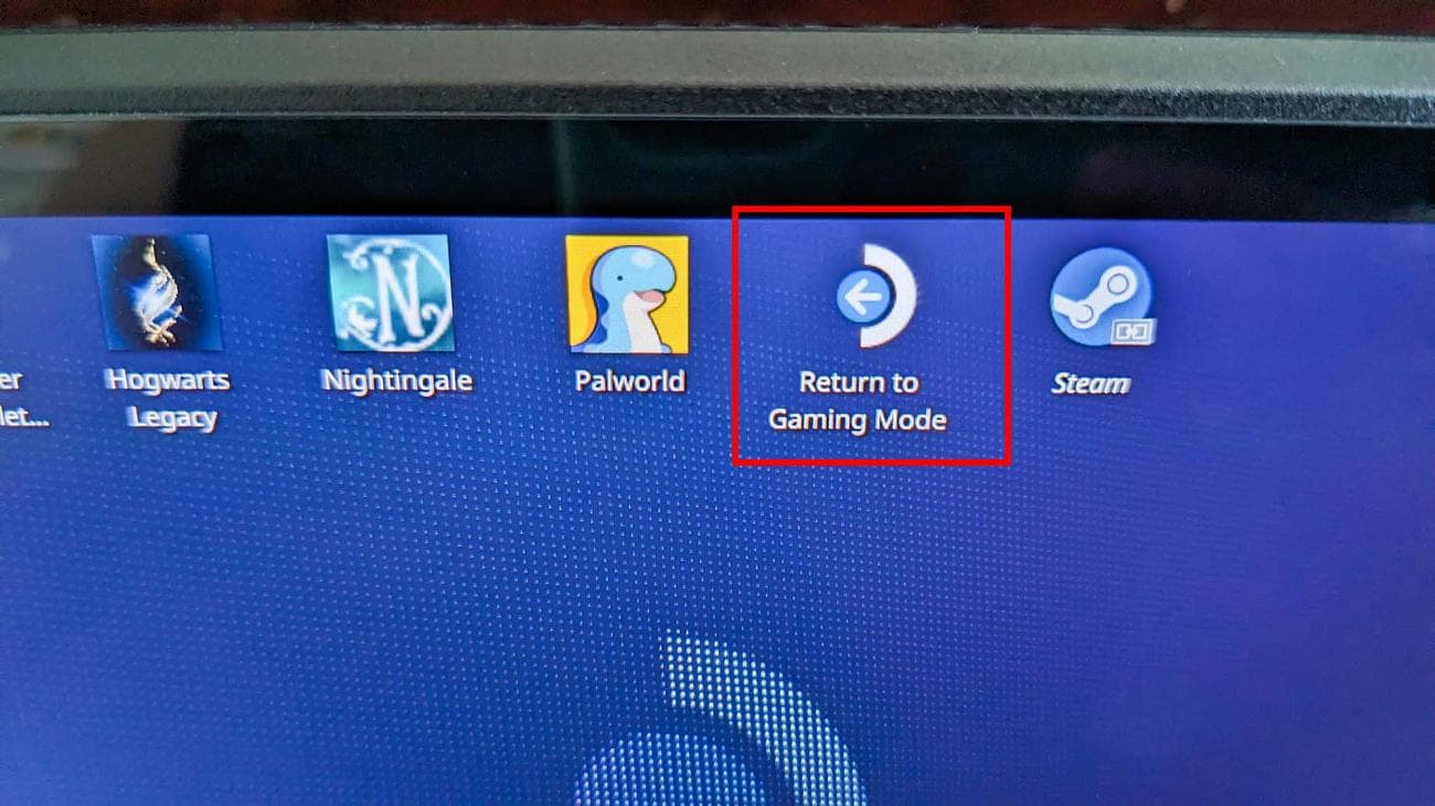 Εικονίδιο Steam Deck Επιστροφή στη λειτουργία παιχνιδιού.