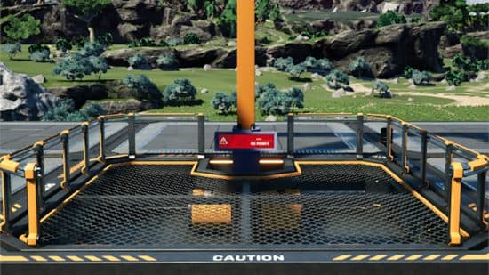 Best Satisfactory mods: ένας ανελκυστήρας από το mod Linear Motion.