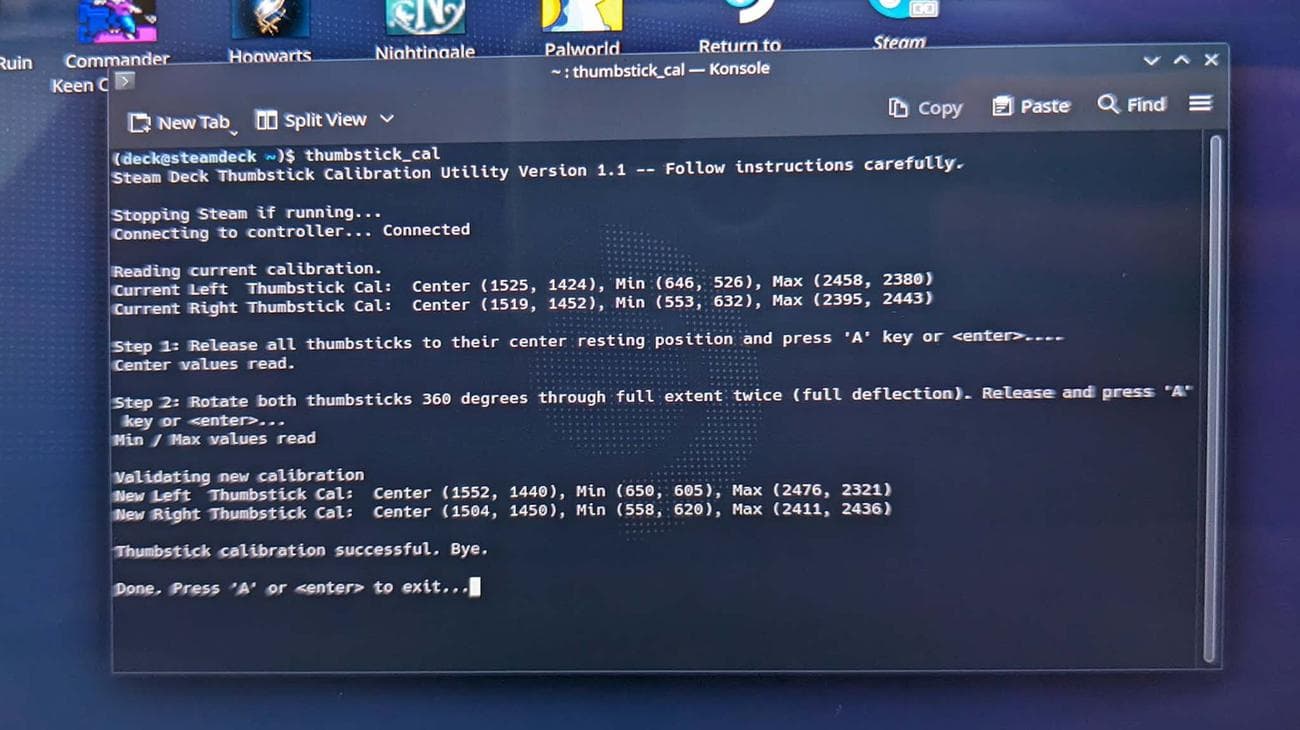 Το Steam Deck πατήστε το A για έξοδο από την επαναδιαμόρφωση.