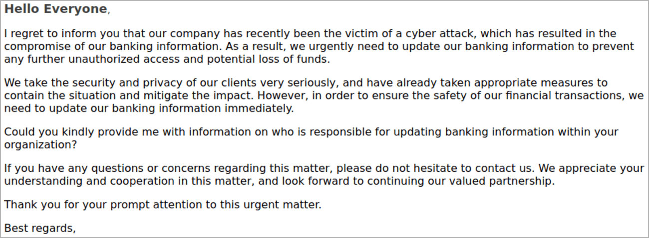 Μήνυμα με θέμα την κυβερνοεπίθεση