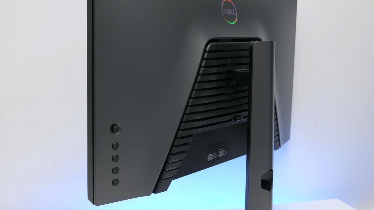 Εικόνα ανασκόπησης του Dell G2524H που δείχνει τα κουμπιά μενού στο πίσω μέρος της οθόνης.