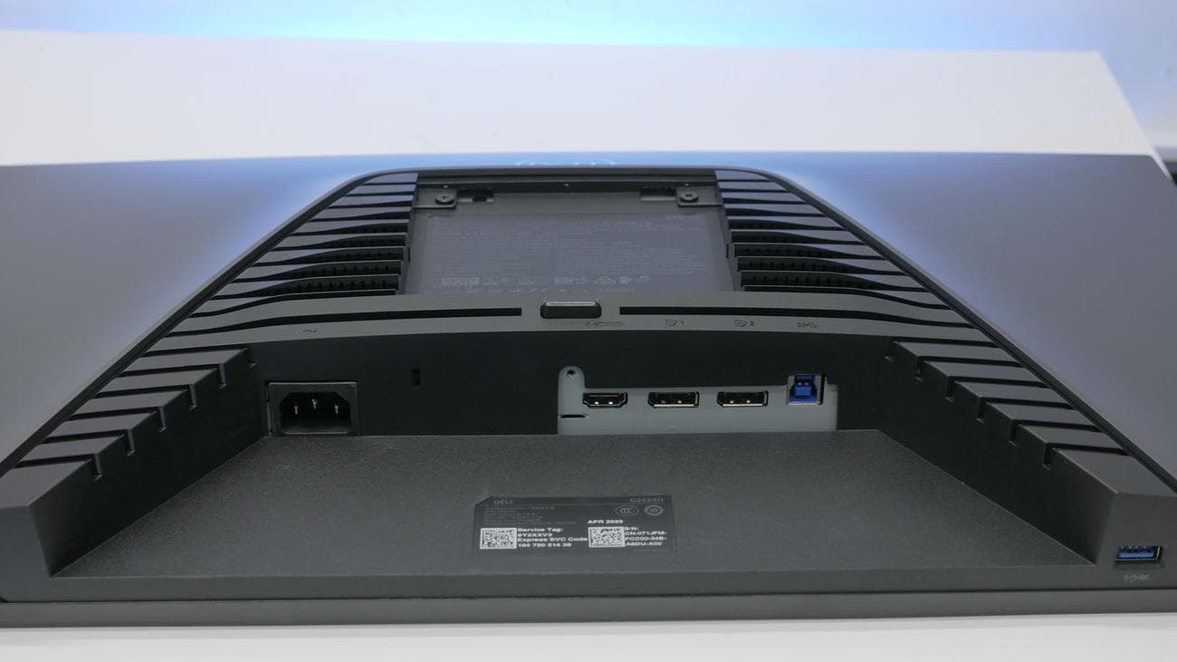 Εικόνα ανασκόπησης της Dell G2524H που δείχνει τις εισόδους βίντεο της οθόνης.