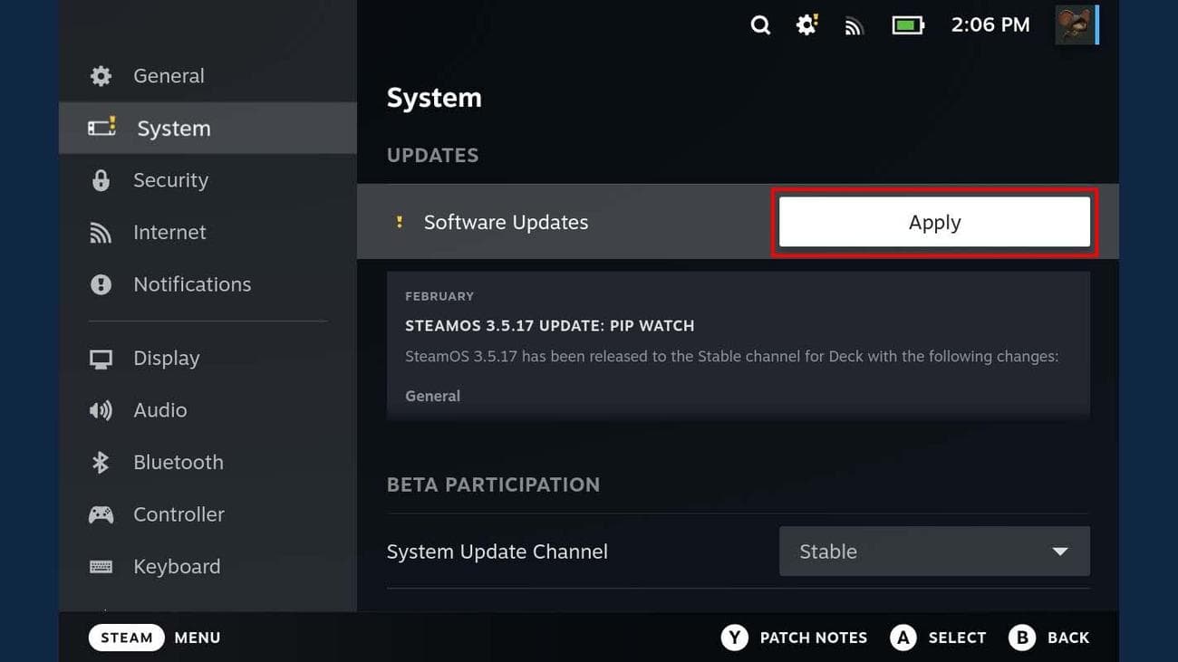 Ενημέρωση Εφαρμογή Steam Deck.