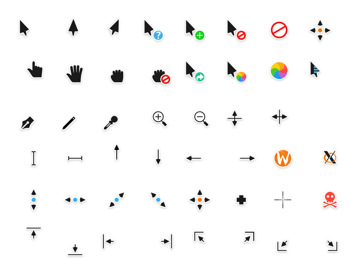 εικονίδια δείκτη του ποντικιού παράθυρα