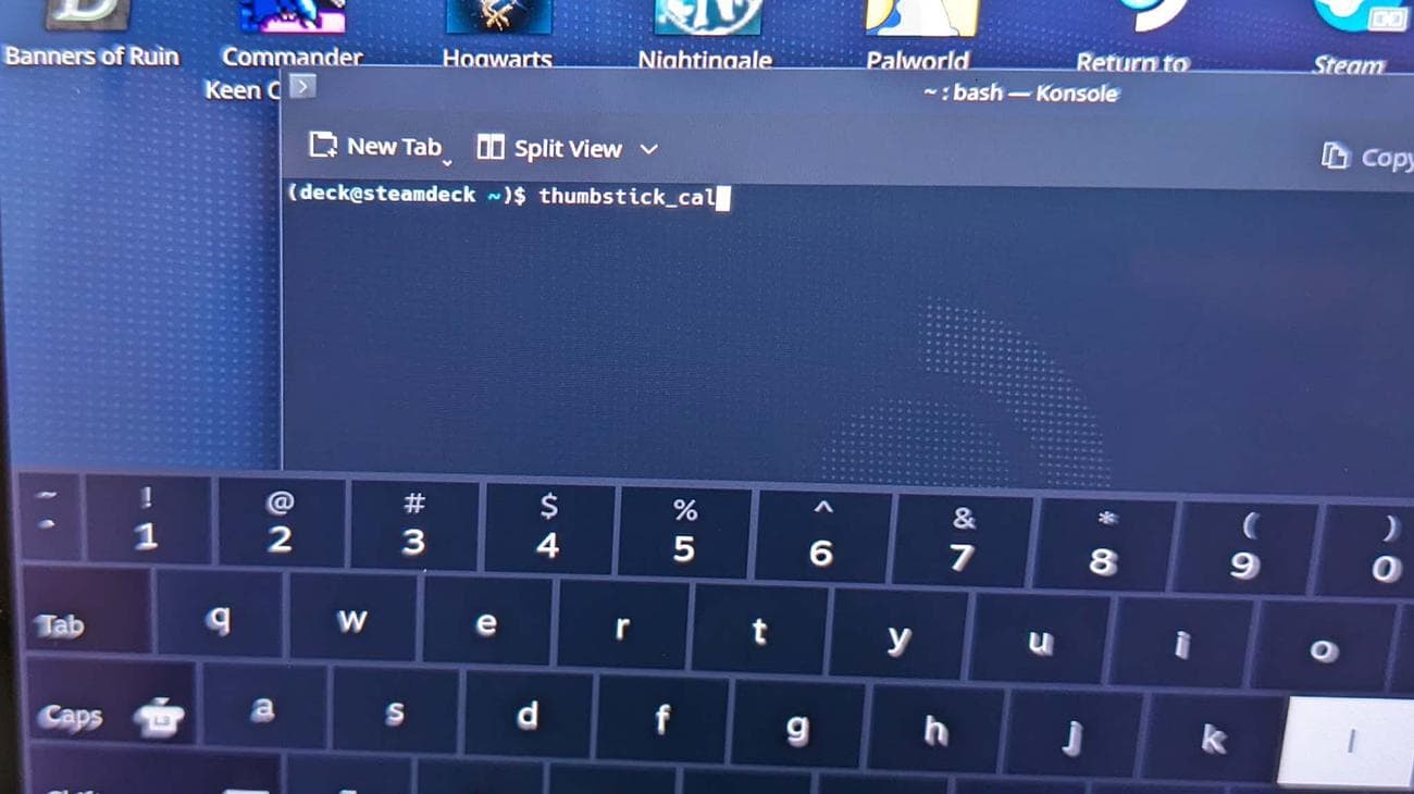 Το Steam Deck πληκτρολογήστε thumbstick_cal και μετά πατήστε enter..