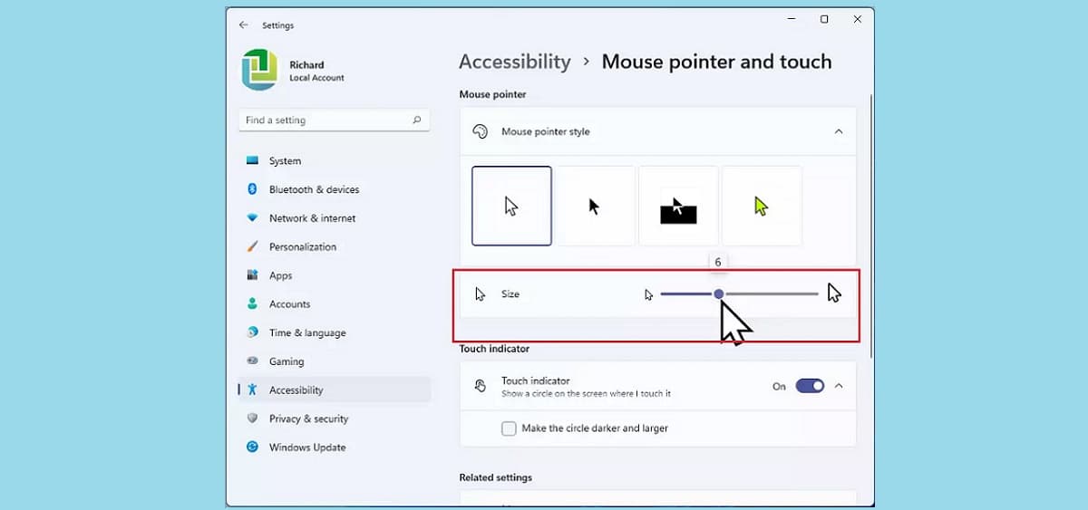μέγεθος δρομέα windows 11
