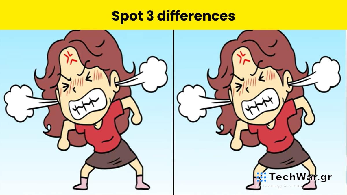 Τεστ παρατηρητικότητας, διαφορές, νευριασμένη γυναίκα