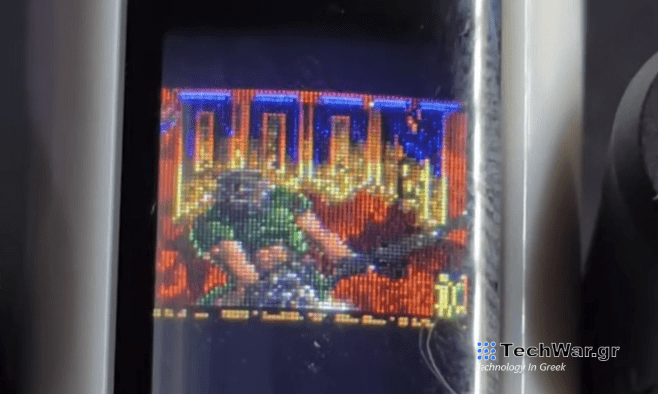 a screenshot of Doom running on a smart electric toothbrush