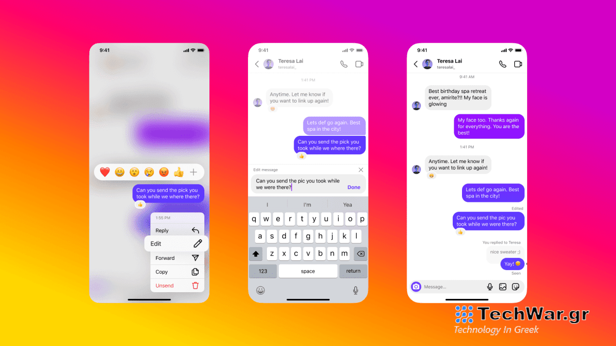 Το Instagram σάς επιτρέπει πλέον να επεξεργάζεστε DM έως και 15 λεπτά μετά την αποστολή τους
