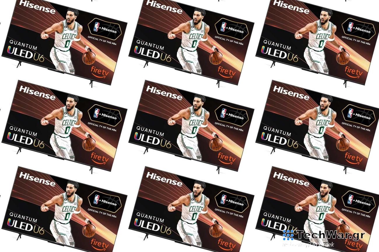 A Hisense ULED U6 television in a pattern on a white background.