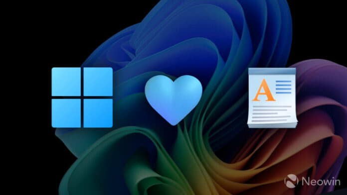 A Windows 11 logo with a WordPad logo