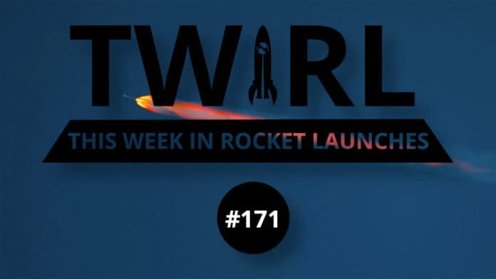 The TWIRL logo in front of the Falcon 9