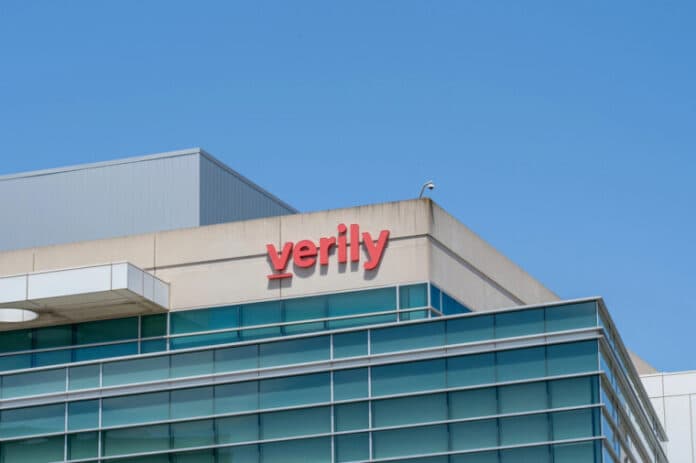 The Verily logo on one of its offices