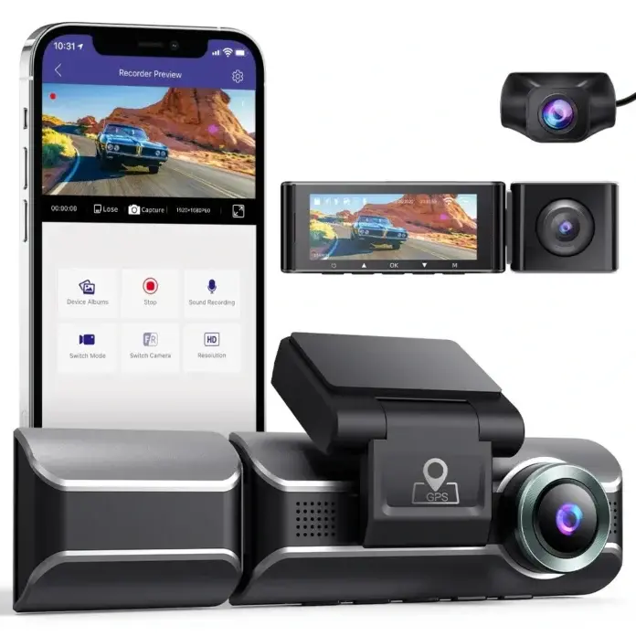 AZDOME M550 : Πακετάκι Dashcam με εικόνα απο μπροστά και πίσω KAI ΜΕΣΑ, με ενσωματωμένο GPS στα 103.2€!