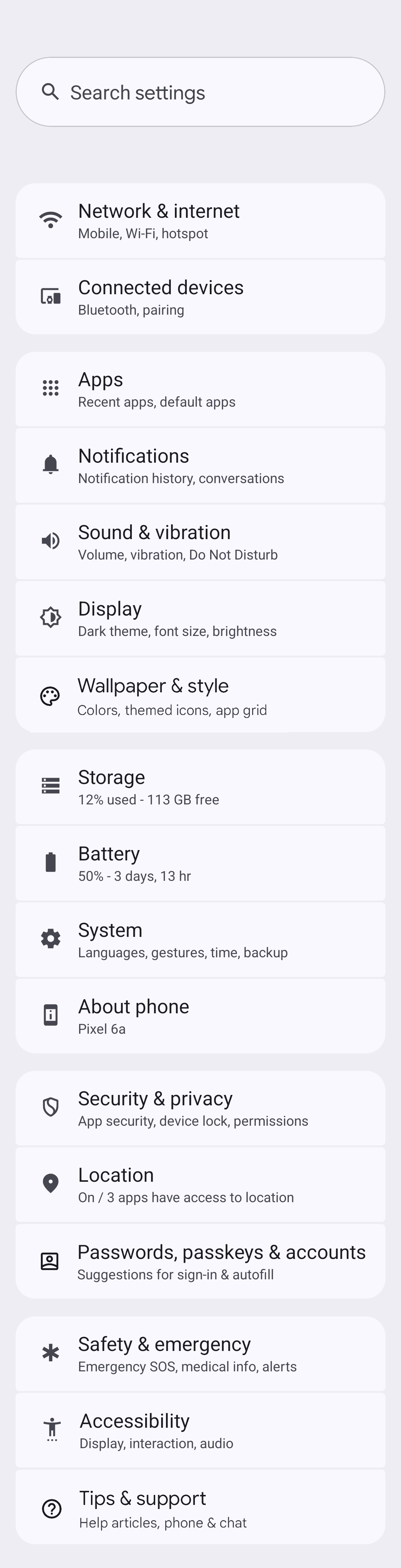 Μακέτα ρυθμίσεων ανώτατου επιπέδου Android 15