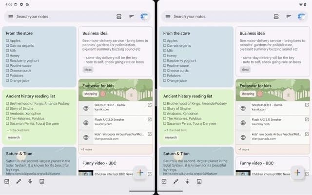 Το Google Keep υποστηρίζει πλέον τη χρήση δύο λογαριασμών δίπλα-δίπλα σε tablet Android και πτυσσόμενα