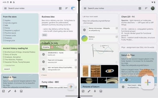 Το Google Keep υποστηρίζει πλέον τη χρήση δύο λογαριασμών δίπλα-δίπλα σε tablet Android και πτυσσόμενα