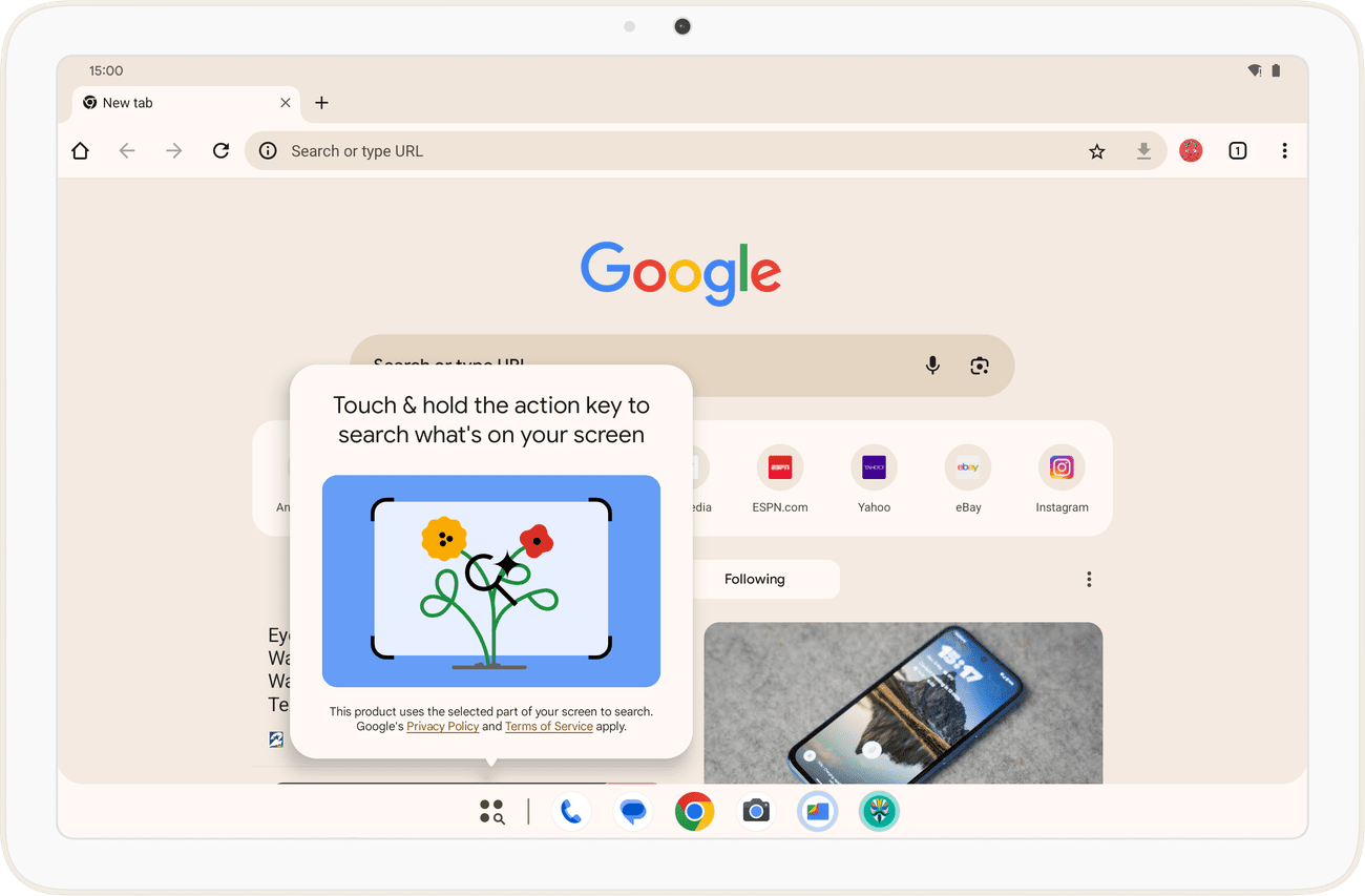 Πλήκτρο ενεργειών Pixel Tablet Circle to Search
