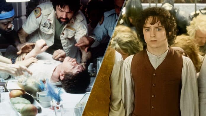 The Alien Chestburster scene and people bowing before the Frodo in The Lord of the Rings Return of the King
