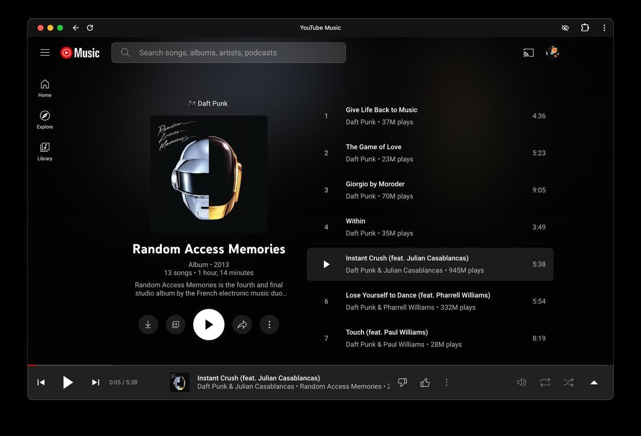 Επανασχεδιασμός άλμπουμ YouTube Music