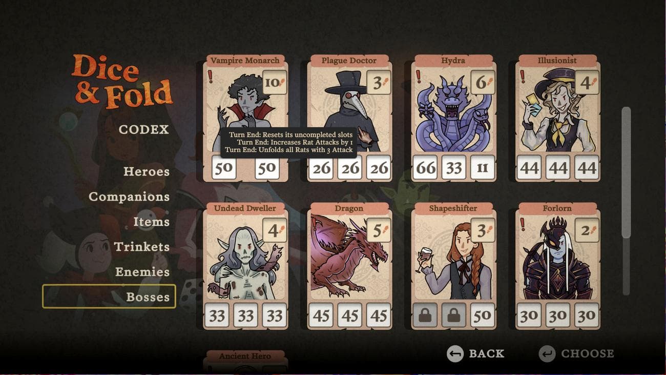 Χάρτης πορείας Dice and Fold - Το boss codex για το νέο Steam Roguelike.