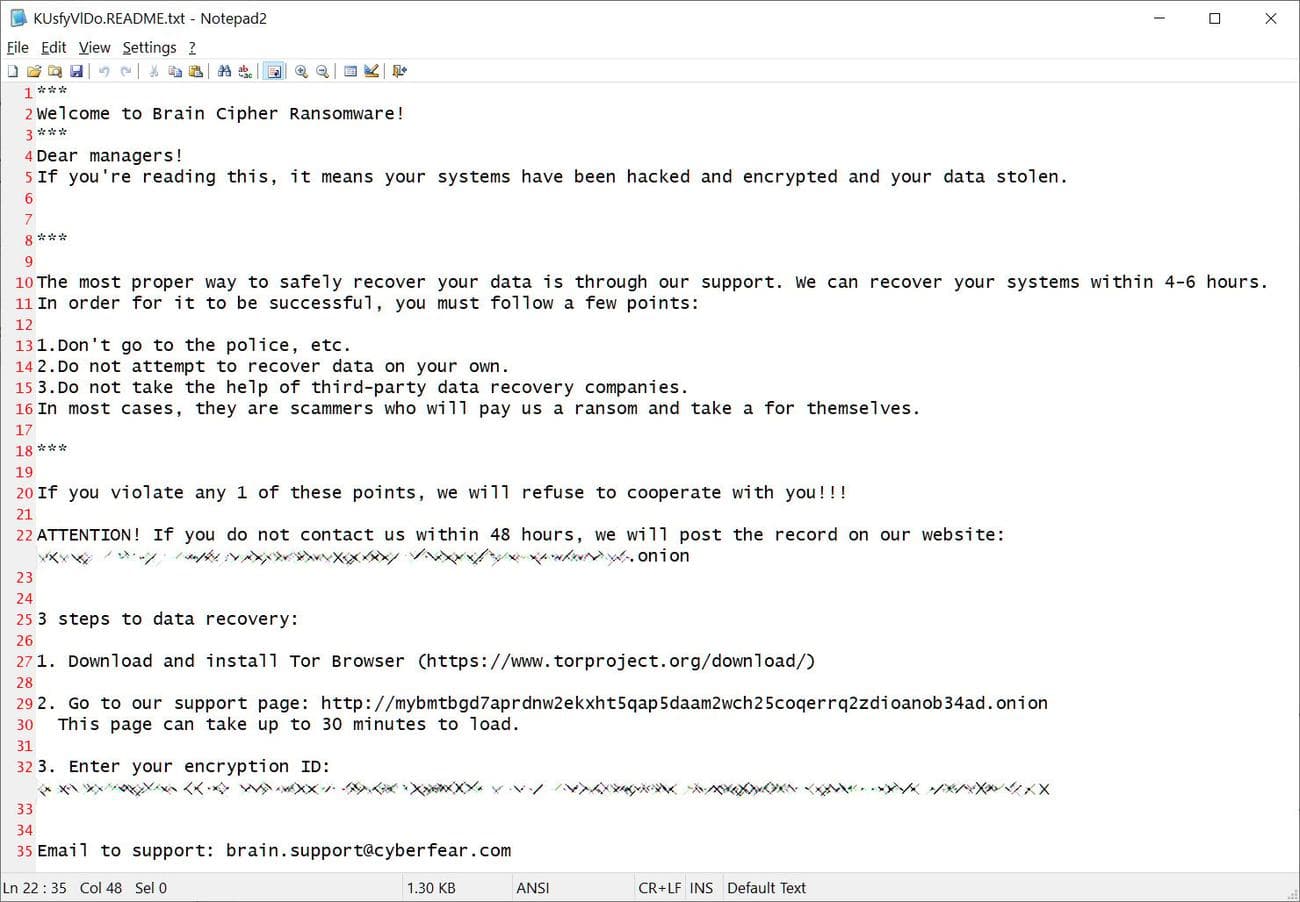 Σημείωμα λύτρων Brain Cipher