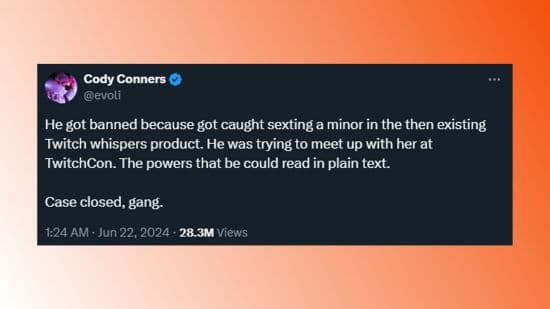 Το πλήρες tweet από τον Cody Conners.