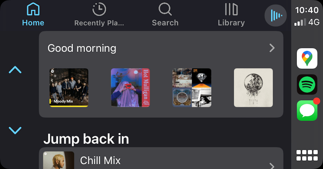 Στιγμιότυπο οθόνης Spotify CarPlay