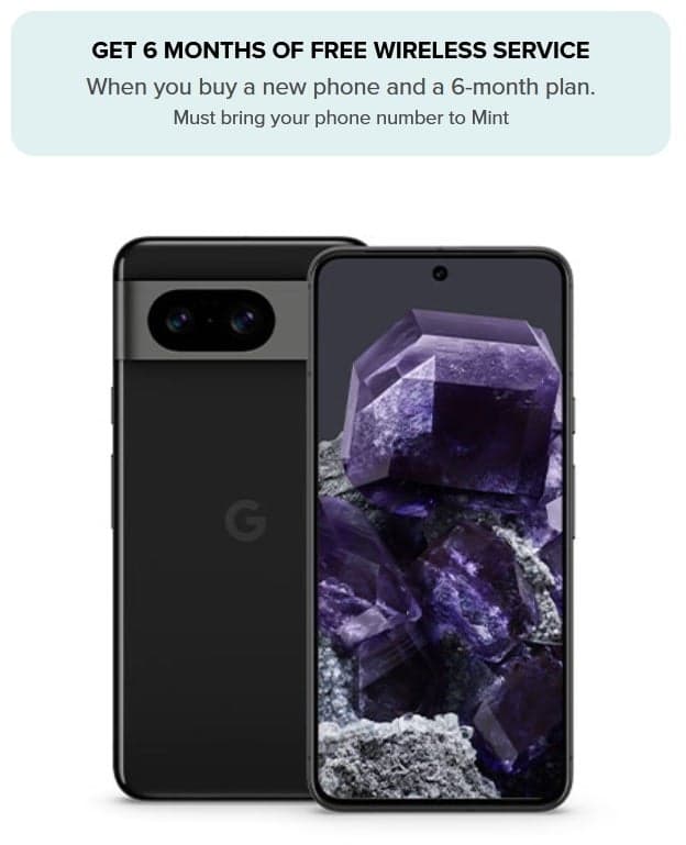 Το Mint Mobile έχει πολλά για το Pixel 8 που περιλαμβάνει έξι δωρεάν μήνες ασύρματης υπηρεσίας - Το Mint Mobile της T-Mobile έχει πολλά για το Pixel 8 και προσθέτει 6 δωρεάν μήνες ασύρματης υπηρεσίας