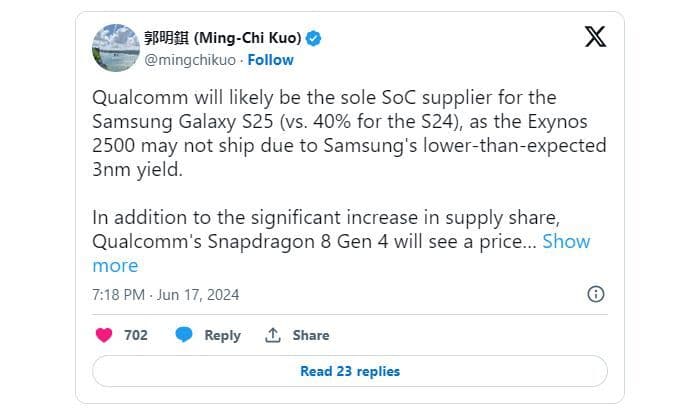 Το Samsung Galaxy S25 θα εγκαταλείψει το Exynos υπέρ του Snapdragon σε όλες τις αγορές