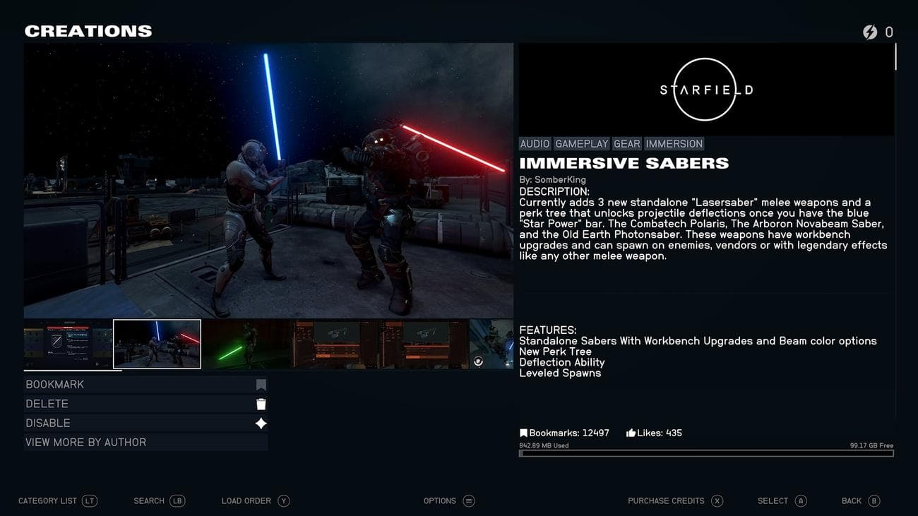 Screenshot of Starfield mods