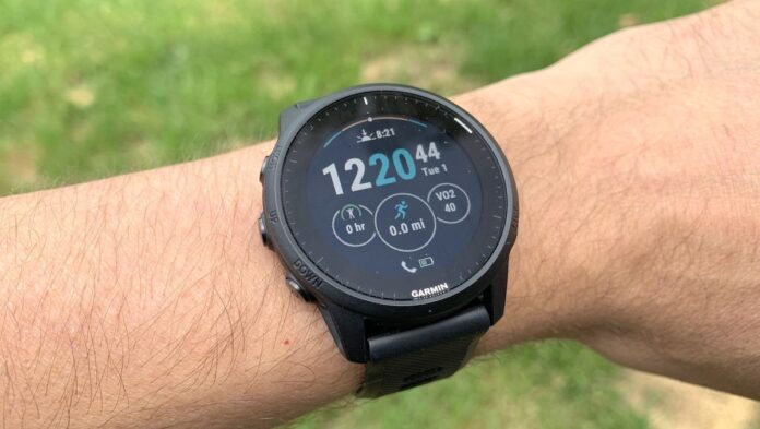 Garmin Forerunner 945 LTE on a person