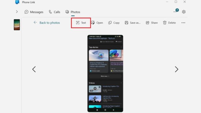 Το Microsoft Phone Link επιτρέπει τώρα στους χρήστες να εξάγουν κείμενο από εικόνες στα τηλέφωνά τους Android
