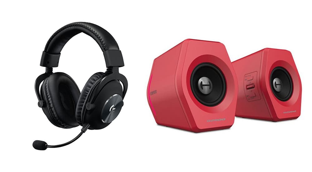 Ακουστικά Logitech G Pro X-Black και ηχεία παιχνιδιών Edifier G2000 2.0