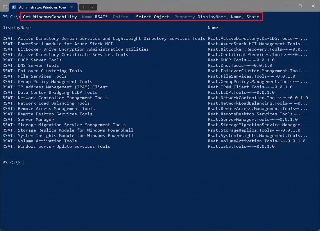 Προβολή PowerShell RSAT