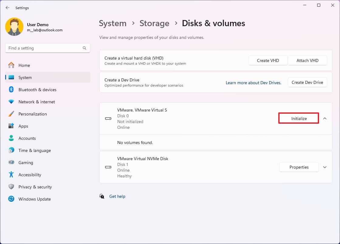 Windows 11 Settings initialize
