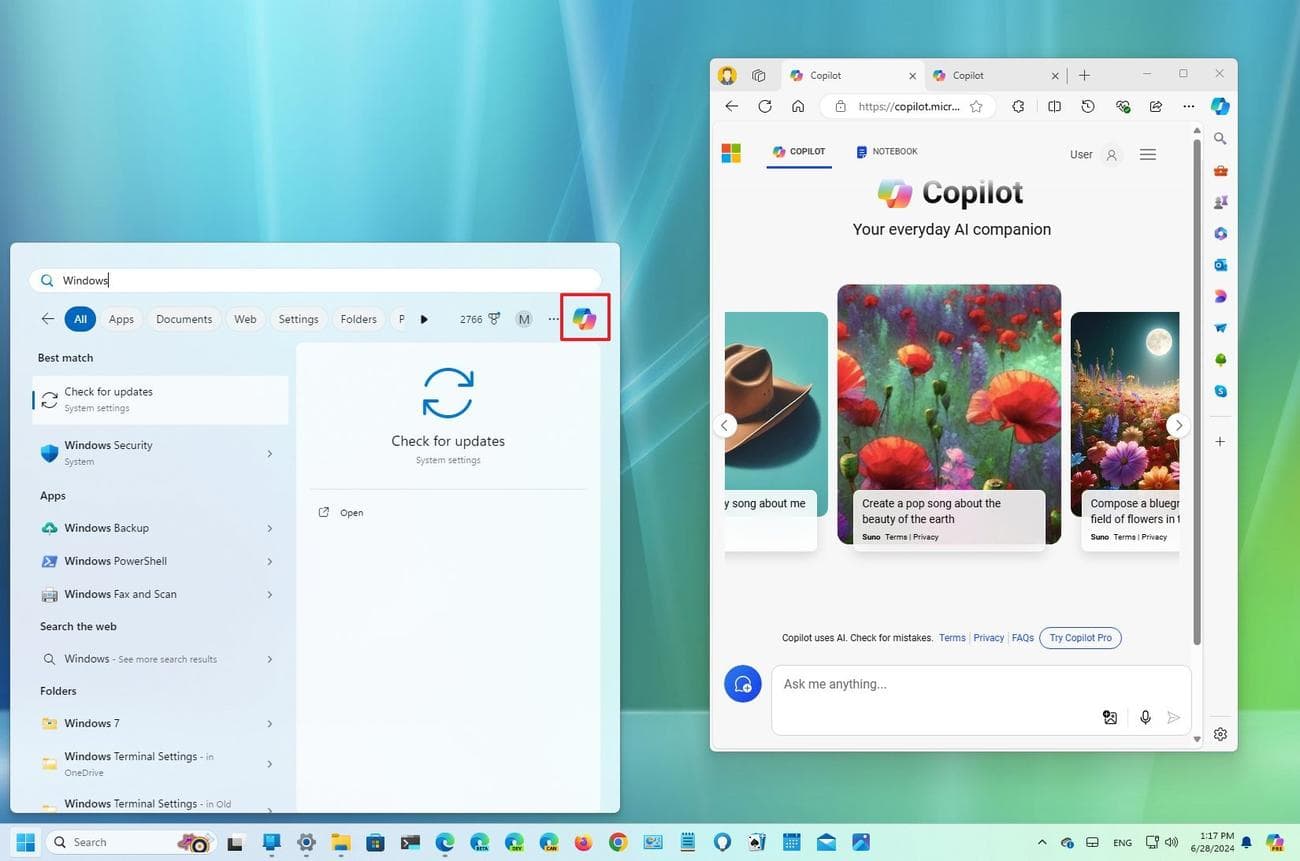Αναζήτηση Windows με σύνδεσμο Copilot