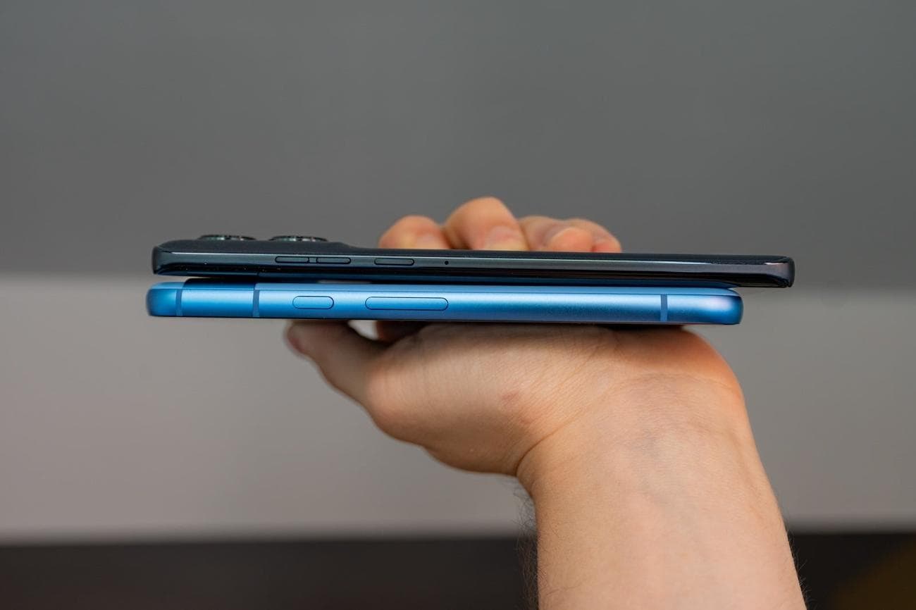 The Pixel 8a is smaller but the Edge (2024) feels more comfortable to hold (Image by PhoneArena) - Motorola Edge (2024) vs Google Pixel 8a: It's hard to beat the Android king