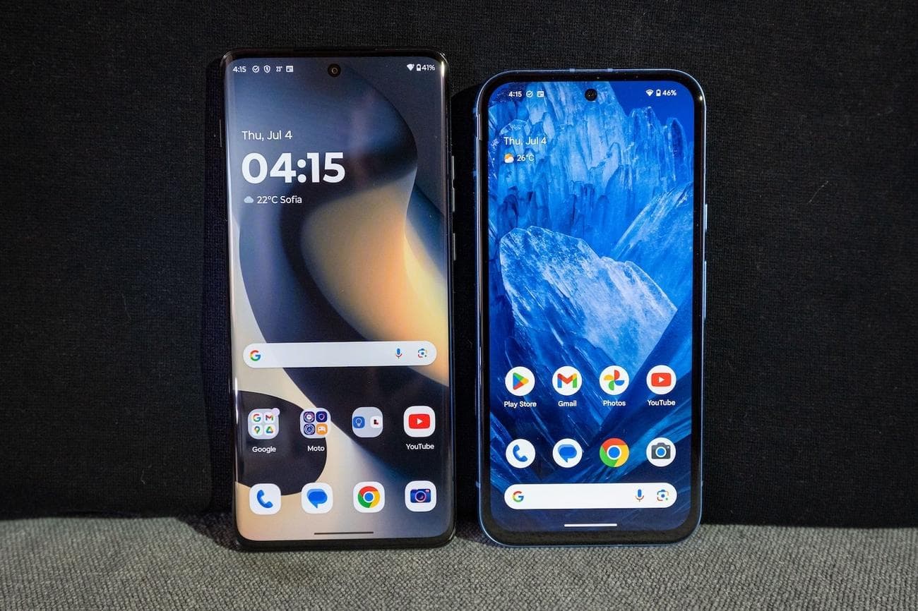 Both displays look absolutely gorgeous, but there is a major caveat to each of them (Image by PhoneArena) - Motorola Edge (2024) vs Google Pixel 8a: It's hard to beat the Android king