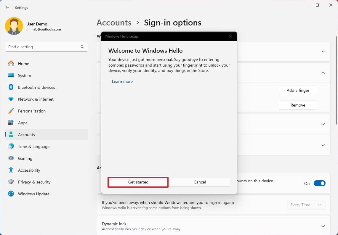Το Windows Hello αρχίζει να προσθέτει δάχτυλο