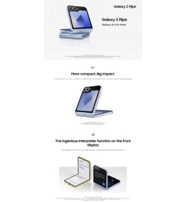 Samsung Galaxy Z Flip 6 AI Σχεδίαση χαρακτηριστικών