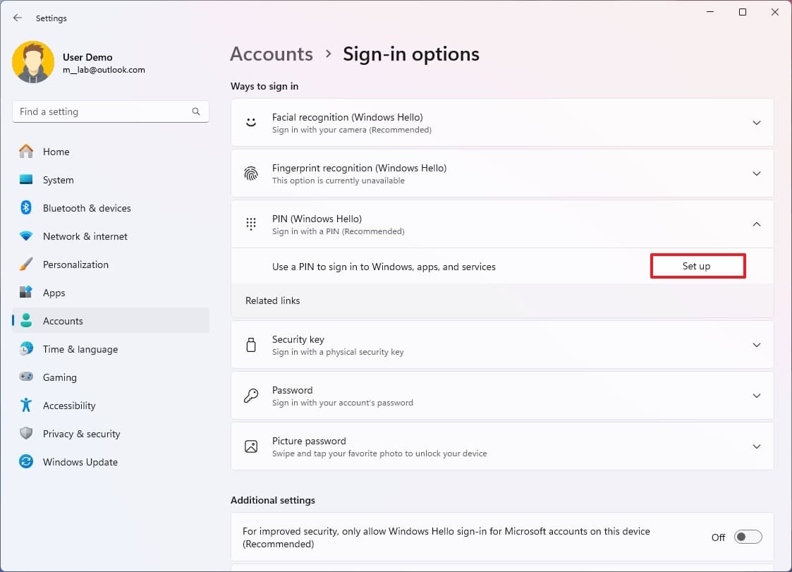 Τα Windows 11 ρυθμίζουν το PIN