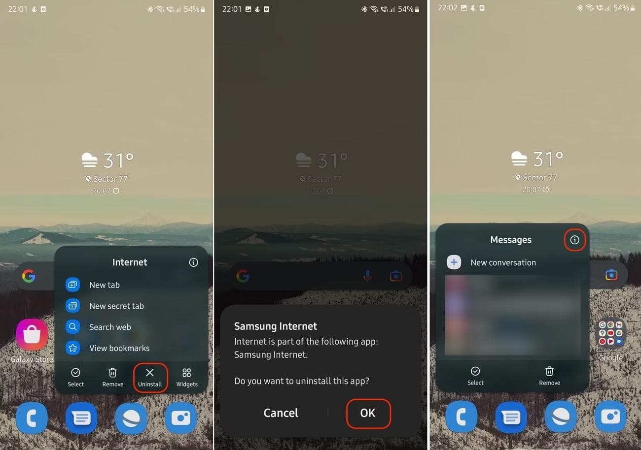 εφαρμογές Samsung διαγραφή