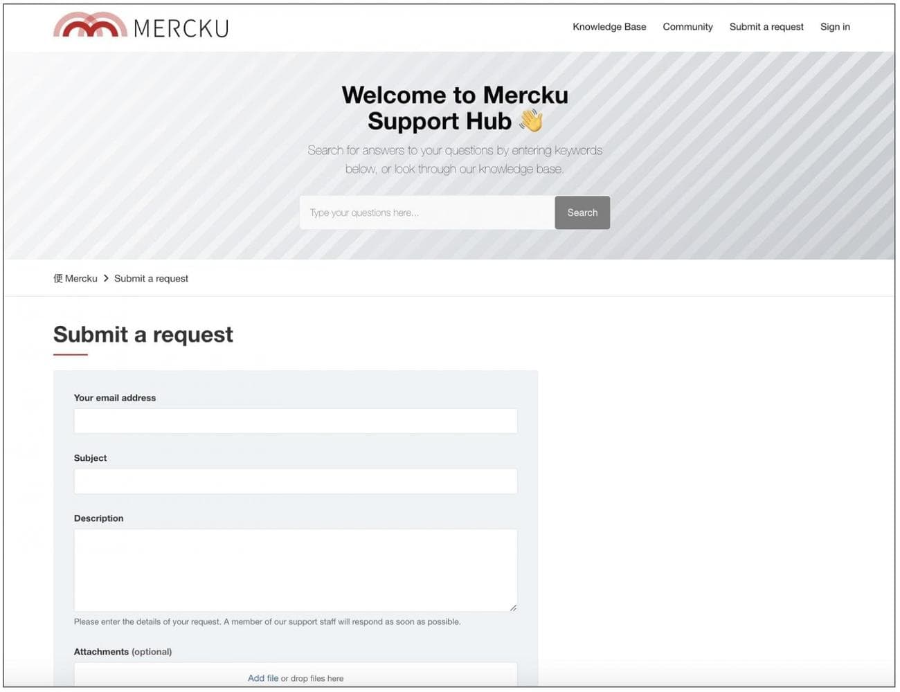 Πύλη υποστήριξης Mercku Zendesk