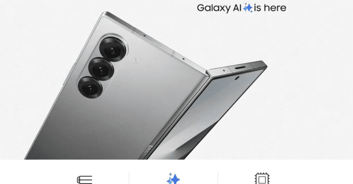 A leaked marketing render of Samsung’s Galaxy Z Fold 6.