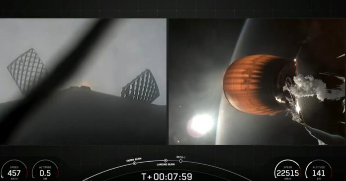 A screenshot from SpaceX’s video of the Falcon 9 launch.