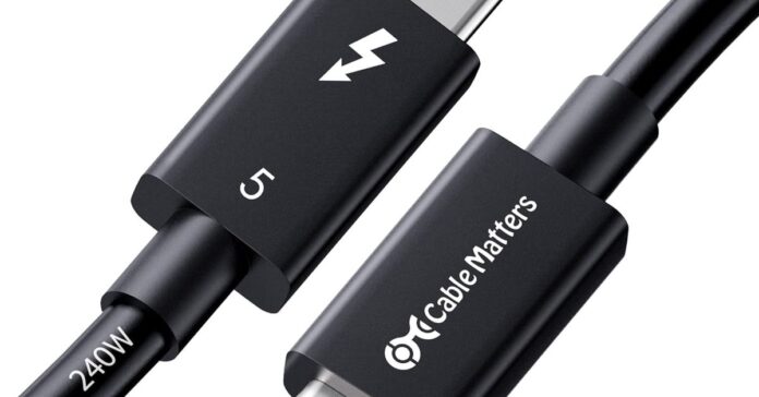 Thunderbolt 5 cables, like their TB4 and TB3 predecessors, have USB-C tips.